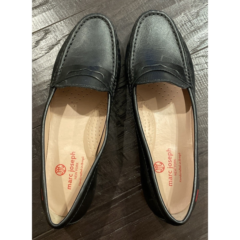 Marc Joseph‎ New York Womens Size 8 1/2 Lexington Loafer Flats Black Leather - Picture 2 of 10